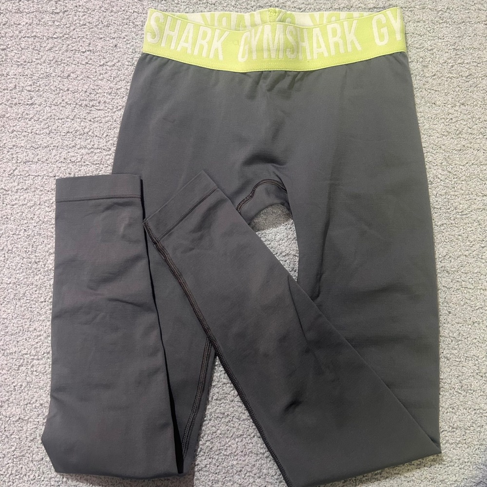 Gymshark Leggings Fit Seamless XS Grey Neon Lime High Waist Yoga Gym Workout